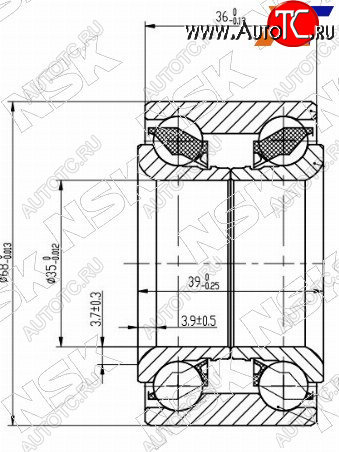 2 399 р. Подшипник передней ступицы NISSAN MARCHMICRACUBE 90-02 NSK 35BWD16JB5CA  с доставкой в г. Воронеж