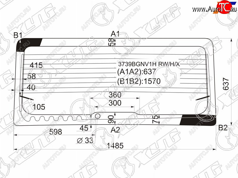9 499 р. Стекло заднее (Цвет зеленый Обогрев) Ford Transit 00-14 XYG 3739BGNV1H RW/H/X  с доставкой в г. Воронеж