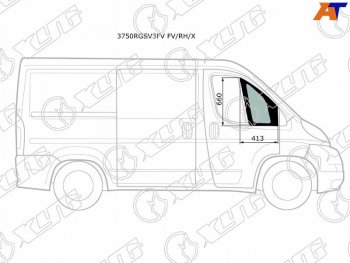 Стекло форточки (Спереди Справа Цвет зеленый) Peugeot Boxer 06-  Citroen Jumper 06-  Fiat Ducato XYG 3750RGSV3FV FV/RH/X