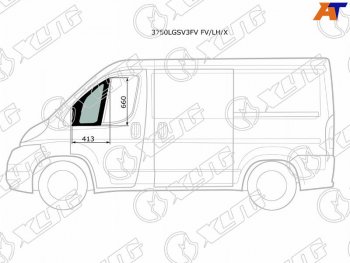 1 739 р. Стекло форточки (Спереди Слева Цвет зеленый) Peugeot Boxer 06-  Citroen Jumper 06-  Fiat Ducato XYG 3750LGSV3FV FV/LH/X  с доставкой в г. Воронеж. Увеличить фотографию 1