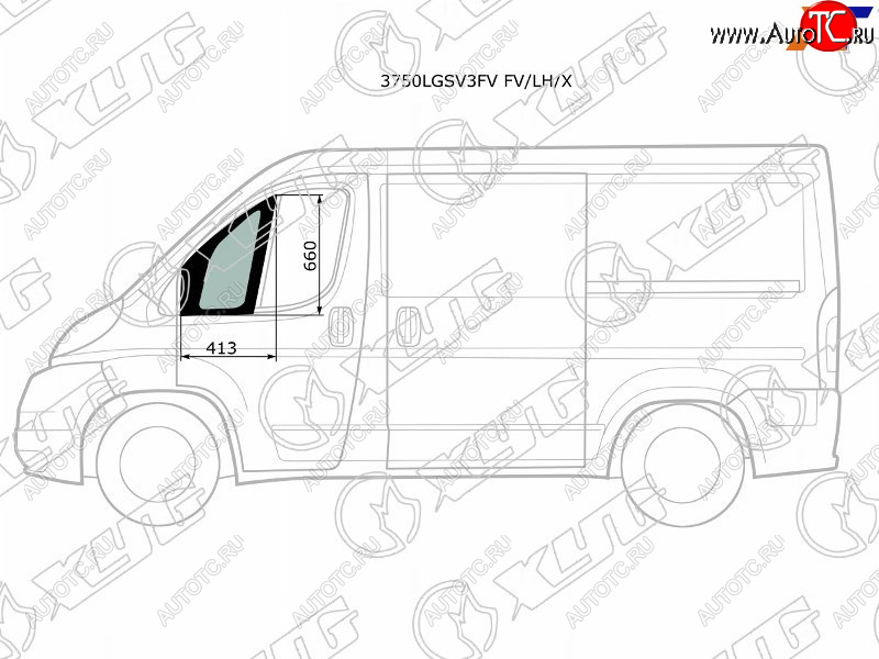 1 739 р. Стекло форточки (Спереди Слева Цвет зеленый) Peugeot Boxer 06-  Citroen Jumper 06-  Fiat Ducato XYG 3750LGSV3FV FV/LH/X  с доставкой в г. Воронеж