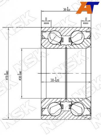 2 599 р. Подшипник передней ступицы наружний TOYOTA RUSHCAMITERIOSPYZAR (без ABS)                          NSK 38BWD21  с доставкой в г. Воронеж. Увеличить фотографию 1