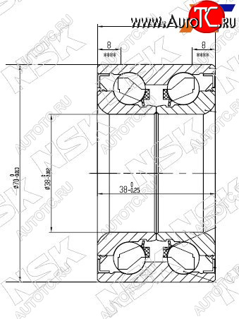 2 599 р. Подшипник передней ступицы наружний TOYOTA RUSHCAMITERIOSPYZAR (без ABS)                          NSK 38BWD21  с доставкой в г. Воронеж