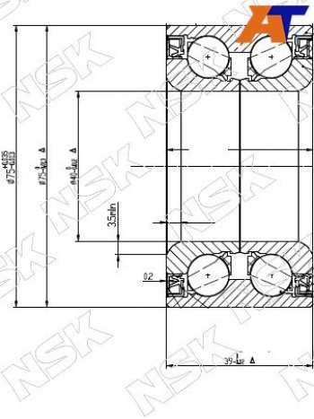 4 089 р. Подшипник передней ступицы TOYOTA VITZBELTARACTIS 05- (с ABS) NSK 40BWD17  с доставкой в г. Воронеж. Увеличить фотографию 1