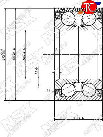 4 089 р. Подшипник передней ступицы TOYOTA VITZBELTARACTIS 05- (с ABS) NSK 40BWD17  с доставкой в г. Воронеж