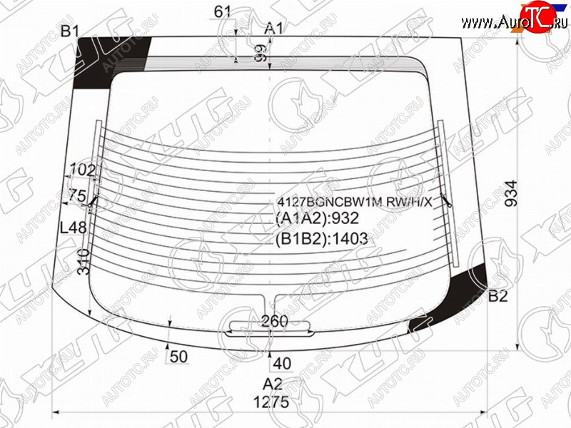 13 199 р. Стекло заднее с обогревом HYUNDAI COUPETIBURONTUSCANI 02-09                                        XYG 4127BGNCBW1M RW/H/X  с доставкой в г. Воронеж