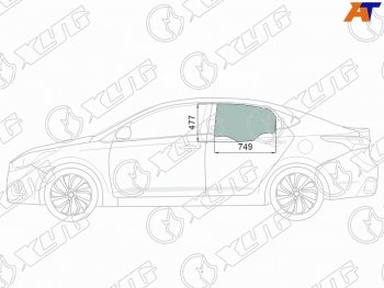 2 689 р. Стекло боковое опускное (Сзади Слева Цвет зеленый Крепления) Hyundai Solaris 17-20  Accent 17-22 XYG 4168LGNS4RD RD/LH  с доставкой в г. Воронеж. Увеличить фотографию 1