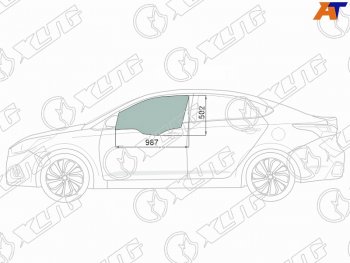 2 539 р. Стекло боковое опускное (Спереди Слева Цвет зеленый Крепления) Hyundai Solaris 17-20  Accent 17- XYG 4168LGNS4FD FD/LH  с доставкой в г. Воронеж. Увеличить фотографию 1