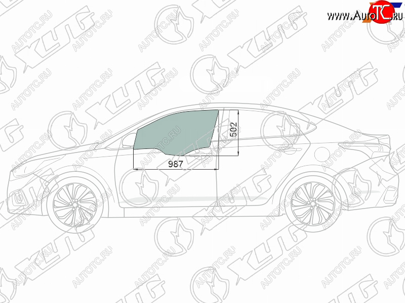 2 539 р. Стекло боковое опускное (Спереди Слева Цвет зеленый Крепления) Hyundai Solaris 17-20  Accent 17- XYG 4168LGNS4FD FD/LH  с доставкой в г. Воронеж