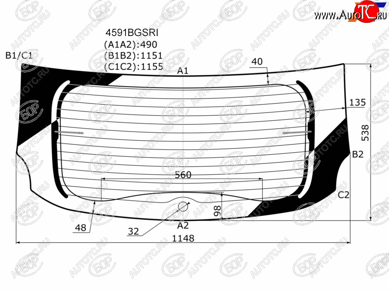 6 699 р. Стекло заднее (Затемненное Обогрев) LADA XRAY 15-  XRAY Cross 18- BOR 4591BGSRI  с доставкой в г. Воронеж