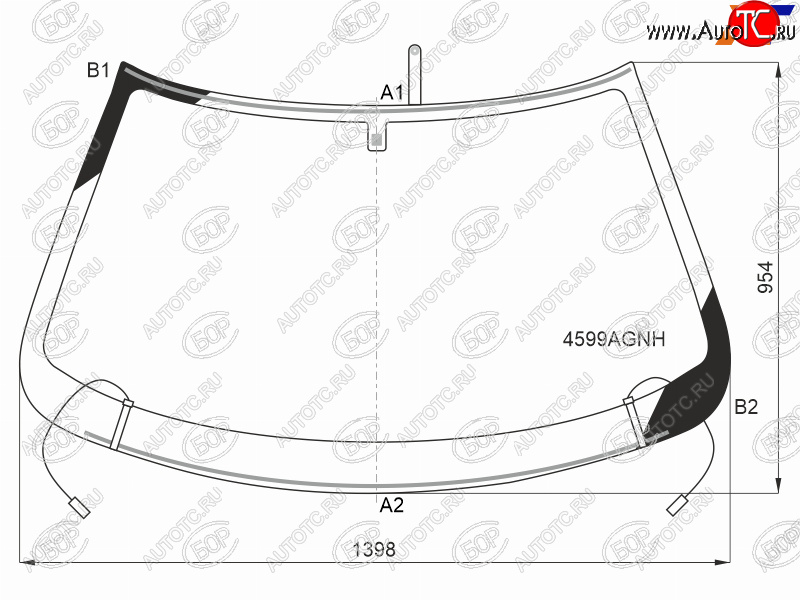 13 999 р. Стекло лобовое (Обогрев полный) Datsun mi-Do 14-  on-DO 14-19  LADA Granta 11-  Kalina Sport 14-1 BOR 4599AGNH  с доставкой в г. Воронеж