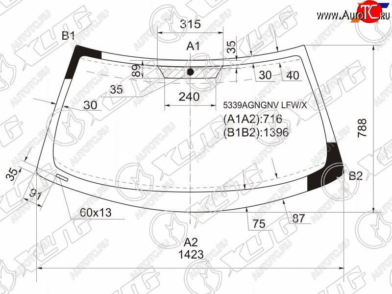 8 999 р. Стекло лобовое Mercedes-Benz SLK-Class 96-04 XYG 5339AGNGNV LFW/X  с доставкой в г. Воронеж