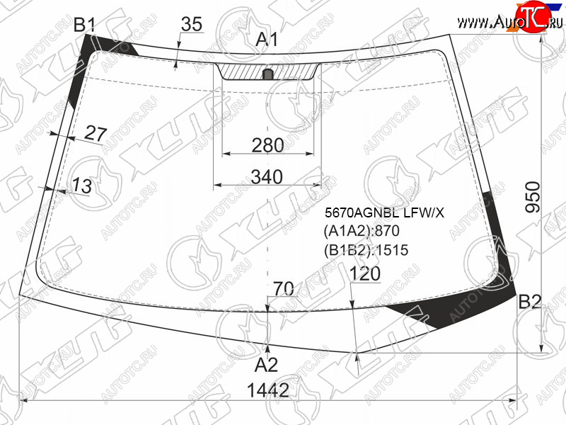 5 299 р. Стекло лобовое Mitsubishi Lancer 02-10  Lancer Evolution 01-08 XYG 5670AGNBL LFW/X  с доставкой в г. Воронеж