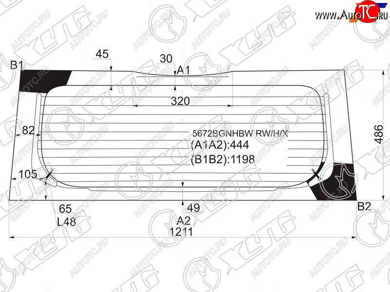 7 849 р. Стекло заднее (Цвет зеленый Обогрев) Mitsubishi Colt 02-12 XYG 5672BGNHBW RW/H/X  с доставкой в г. Воронеж