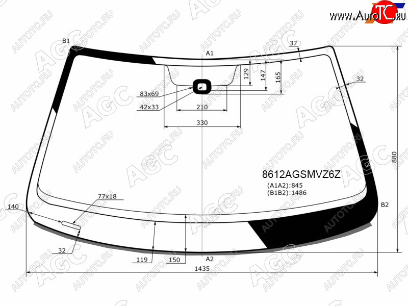 12 649 р. Стекло лобовое (Датчик дождя Молдинг Сборка Россия) AGC Volkswagen Jetta A6 седан дорестайлинг (2011-2015)  с доставкой в г. Воронеж