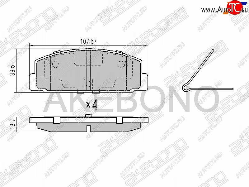 1 869 р. Задние тормозные колодки AKEBONO Mazda 323/Familia седан BJ дорестайлинг (1998-2000)  с доставкой в г. Воронеж