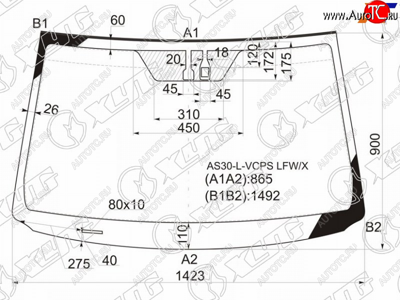 5 899 р. Стекло лобовое (Датчик дождя Молдинг) XYG  Toyota RAV4 ( XA305,  XA30) - Vanguard  с доставкой в г. Воронеж