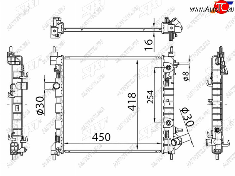 7 299 р. Радиатор охлаждающей жидкости SAT  Chevrolet Spark  M300 (2010-2015), Ravon R2 (2016-2025)  с доставкой в г. Воронеж