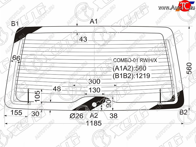 9 549 р. Стекло заднее (Цвет зеленый Обогрев) Opel Combo 01-11 XYG COMBO-01 RW/H/X  с доставкой в г. Воронеж