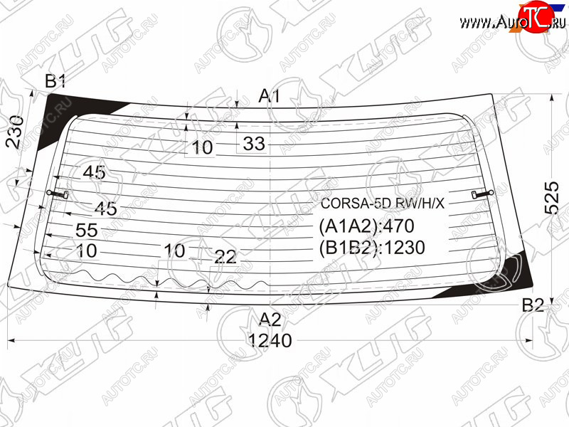 6 499 р. Стекло заднее с обогревом OPEL CORSA 5D HBK 93-00                                                    XYG CORSA-5D RW/H/X  с доставкой в г. Воронеж