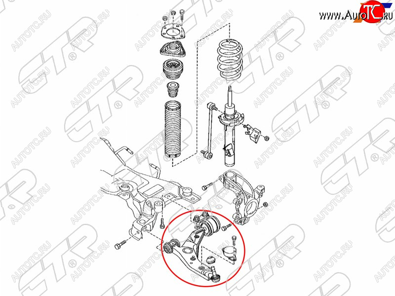 7 199 р. Рычаг нижний MAZDA 3/AXELA 03-/MAZDA 5/PREMACY 05-RH CTR CQMZ-1R, cqmz1r CTR CQMZ-1R  с доставкой в г. Воронеж