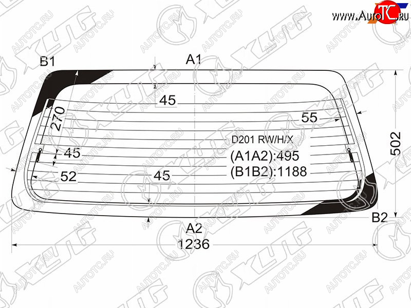 6 499 р. Стекло заднее (Цвет зеленый Обогрев) Mazda Demio 96-02 XYG D201 RW/H/X  с доставкой в г. Воронеж