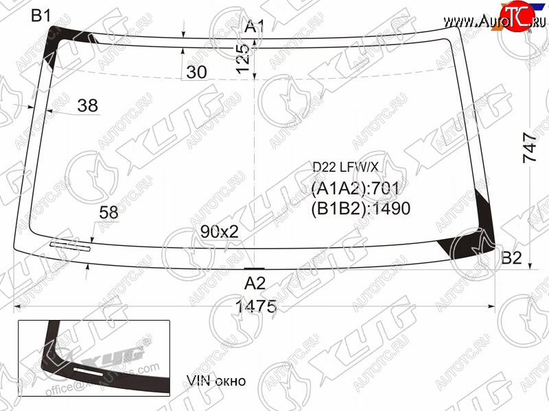 4 499 р. Стекло лобовое Nissan Terrano 86-96  Datsun 85-02  Frontier 97-04  Navara 98-05 XYG D22 LFW/X  с доставкой в г. Воронеж