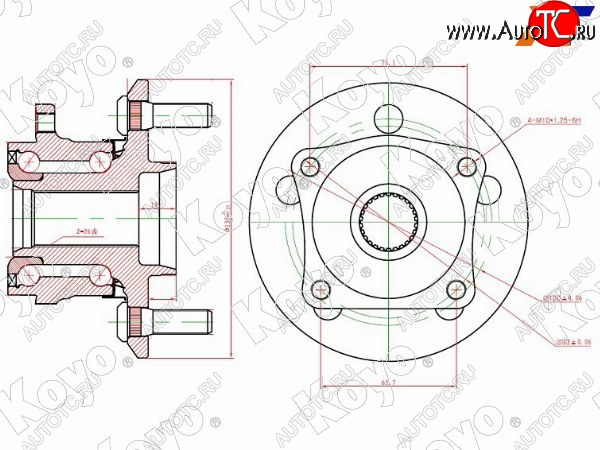 10 499 р. Ступичный узел задн. TOYOTA VISTA ARDEOCALDINAALLIONWISHOPAAVENSIS AZT255 4WD 98-07 KOYO DACF2146A  с доставкой в г. Воронеж