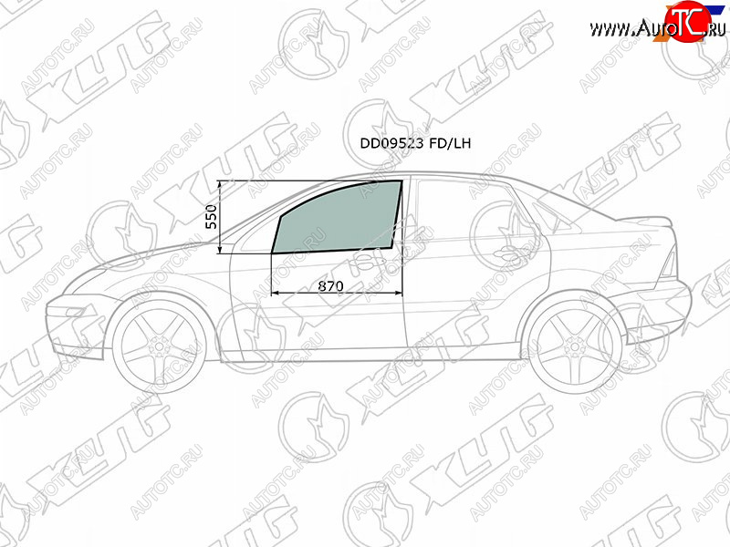 2 699 р. Стекло боковое опускное (Спереди Слева Цвет зеленый) Ford Focus 98-04 XYG DD09523 FD/LH  с доставкой в г. Воронеж