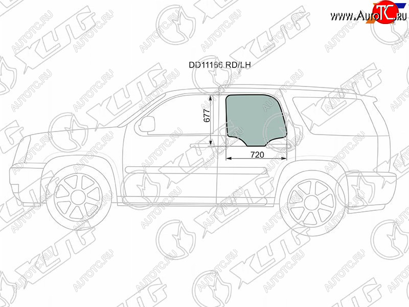 1 799 р. Стекло боковое опускное (Сзади Слева Цвет зеленый) Chevrolet Tahoe 06-14 XYG DD11166 RD/LH  с доставкой в г. Воронеж