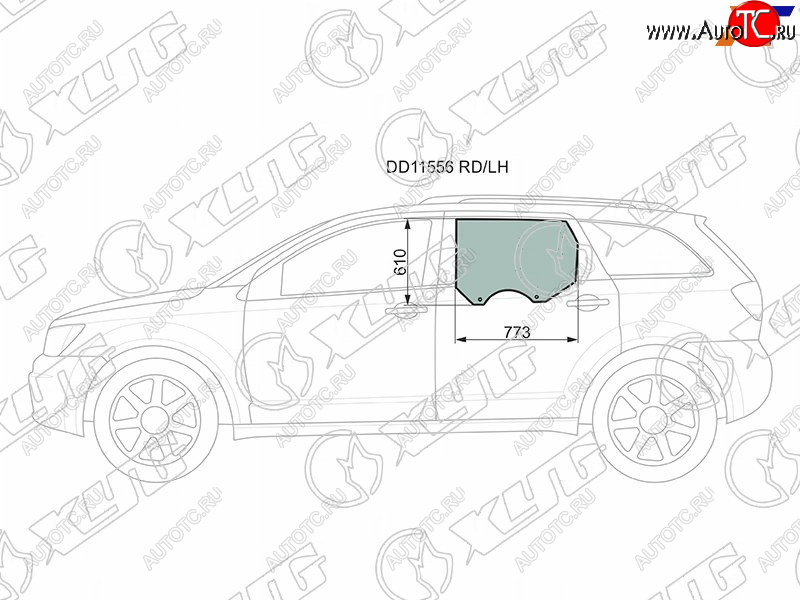 263 р. Стекло боковое опускное (Сзади Слева Цвет зеленый) Dodge Journey 07-15  Fiat Freemont 13-15       XYG DD11556 RD/LH  с доставкой в г. Воронеж