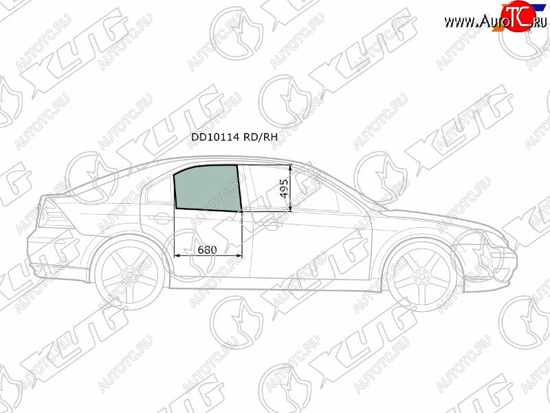 2 599 р. Стекло боковое опускное (Сзади Справа Цвет зеленый) Ford Mondeo 00-07 XYG DD10114 RD/RH  с доставкой в г. Воронеж