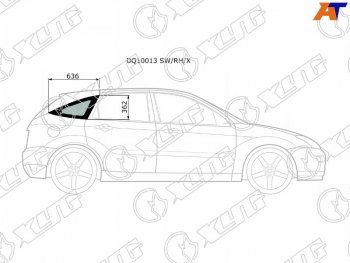 2 349 р. Стекло кузова боковое (не опускное) (Справа Цвет зеленый) Ford Focus 98-04 XYG DQ10013 SW/RH/X  с доставкой в г. Воронеж. Увеличить фотографию 1