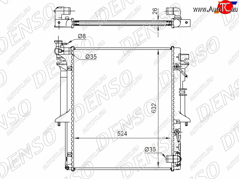 23 549 р. Радиатор охлаждающей жидкости DENSO SAT  Mitsubishi L200  3 K74T (2005-2006) рестайлинг  с доставкой в г. Воронеж