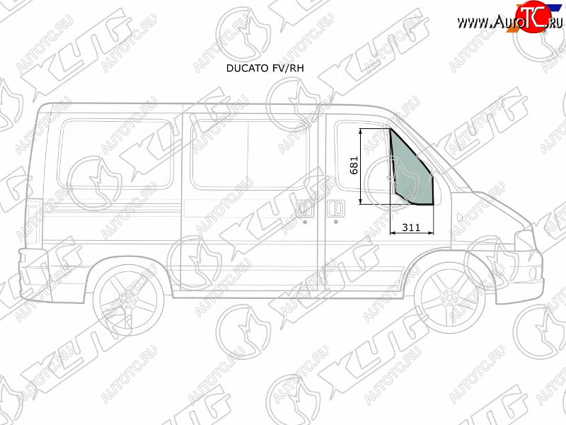 2 379 р. Стекло форточки (уголок) переднее правое  PEUGEOT BOXERCITROEN JUMPERFIAT DUCATO 94-06             XYG DUCATO FV/RH  с доставкой в г. Воронеж