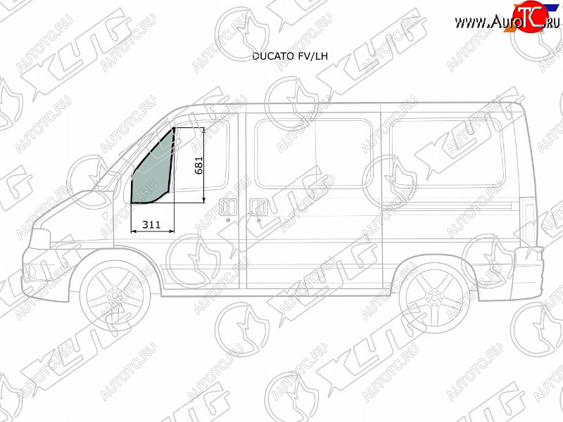 2 379 р. Стекло форточки (уголок) переднее левое  PEUGEOT BOXERCITROEN JUMPERFIAT DUCATO 94-06              XYG DUCATO FV/LH  с доставкой в г. Воронеж