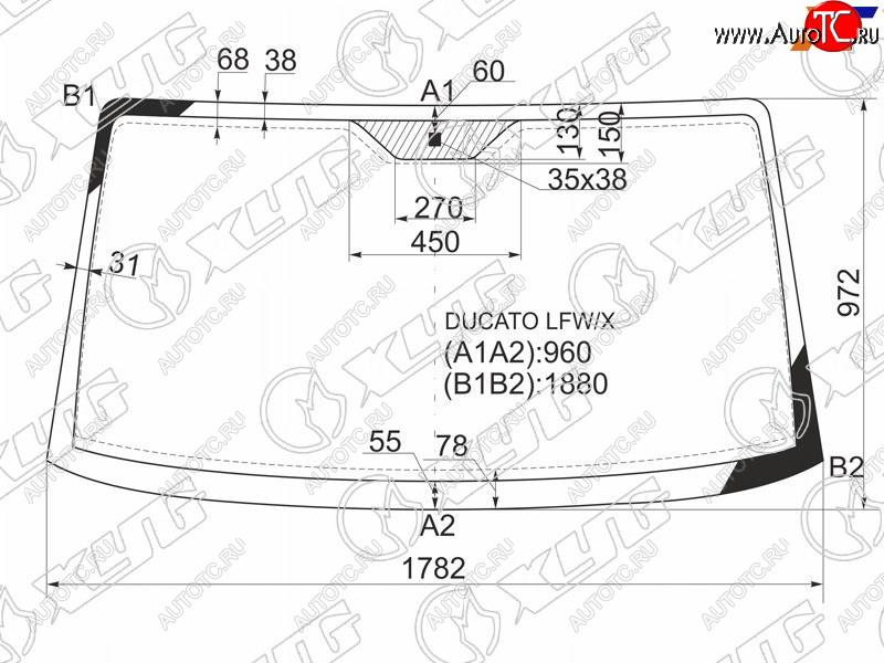 6 999 р. Стекло лобовое Peugeot Boxer 94-06  Citroen Jumper 94-02  Fiat Ducato 94-12 XYG DUCATO LFW/X  с доставкой в г. Воронеж