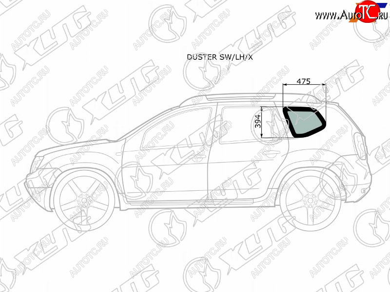1 739 р. Стекло кузова боковое (не опускное) (Слева Цвет зеленый) Nissan Terrano 14-22  Renault Duster 10-2 XYG DUSTER SW/LH/X  с доставкой в г. Воронеж