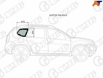 1 739 р. Стекло кузова боковое (не опускное) (Справа Цвет зеленый) Nissan Terrano 14-22  Renault Duster 10- XYG DUSTER SW/RH/X  с доставкой в г. Воронеж. Увеличить фотографию 1