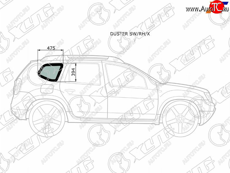 1 739 р. Стекло кузова боковое (не опускное) (Справа Цвет зеленый) Nissan Terrano 14-22  Renault Duster 10- XYG DUSTER SW/RH/X  с доставкой в г. Воронеж