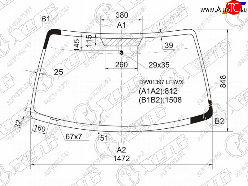 5 849 р. Стекло лобовое Ford Escape 00-12  Maverick 93-07  Mazda Tribute 00-07  Mercury Mariner 07-10 XYG DW01397 LFW/X  с доставкой в г. Воронеж