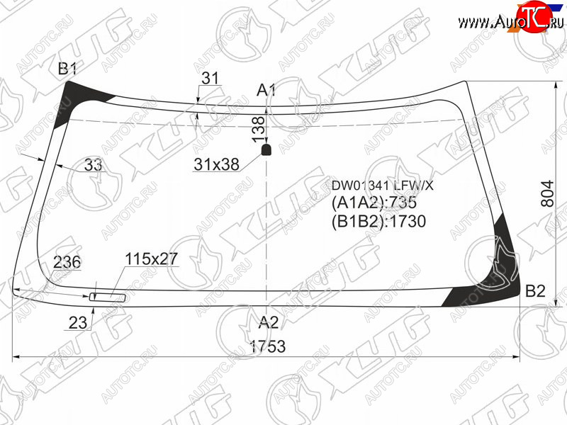 5 899 р. Стекло лобовое Chevrolet Tahoe 95-07  Cadillac Escalade 99-06  Chevrolet Avalanche 03-06  Silvera XYG DW01341 LFW/X  с доставкой в г. Воронеж