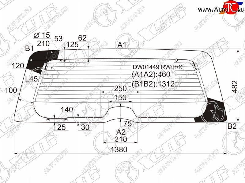 9 499 р. Стекло заднее с обогревом JEEP LIBERTYJEEP CHEROKEE 02-07                                           XYG DW01449 RW/H/X  с доставкой в г. Воронеж