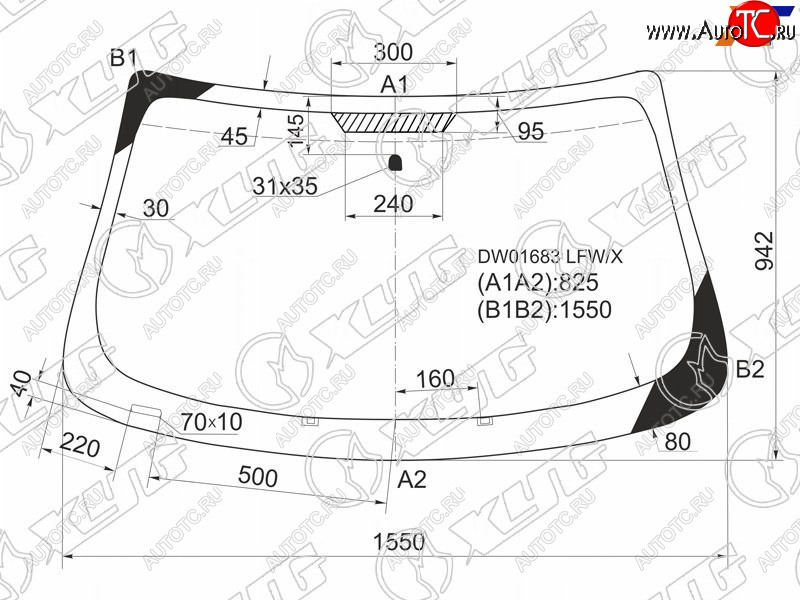 5 799 р. Стекло лобовое Chrysler Sebring 06-10  Dodge Avenger 07-14 XYG DW01683 LFW/X  с доставкой в г. Воронеж