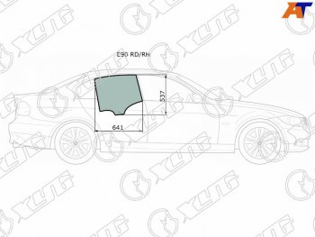 1 699 р. Стекло боковое опускное (Сзади Справа Цвет зеленый) BMW 3-Series 05-14                             XYG E90 RD/RH  с доставкой в г. Воронеж. Увеличить фотографию 1