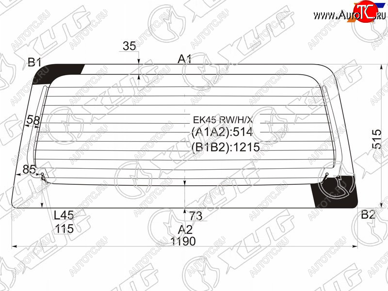 9 699 р. Стекло заднее (Цвет зеленый Обогрев) Mitsubishi eK Active 04-06  eK Sport 02-06  eK Wagon 01-06  XYG EK45 RW/H/X  с доставкой в г. Воронеж