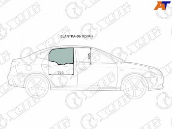 2 299 р. Стекло боковое опускное (Сзади Справа Цвет зеленый) Hyundai Elantra 06-12  Avante 06-11           XYG ELANTRA-06 RD/RH  с доставкой в г. Воронеж. Увеличить фотографию 1
