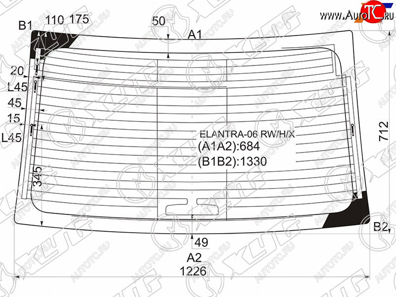 6 999 р. Стекло заднее (Цвет зеленый Обогрев Антенна) Hyundai Elantra 06-12  Avante 06-11 XYG ELANTRA-06 RW/H/X  с доставкой в г. Воронеж