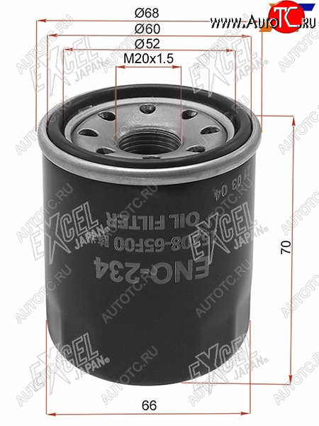 459 р. Фильтр масляный NISSAN QG#, MR20DE, QR20,25, SR20,VQ 20,25, HR#                                      EXCEL JAPAN ENO-234  с доставкой в г. Воронеж