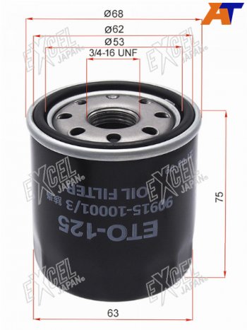 499 р. Фильтр масляный TOYOTA A,E,S,NZ,ZZFE 90- EXCEL JAPAN ETO-125  с доставкой в г. Воронеж. Увеличить фотографию 1